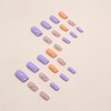 MIXFOSAHN Press on Nails Medium Square Fake Nails Purple Orange