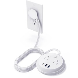 Flat Plug Power Strip with USB C Ports, KOOSLA Travel Extension Cord No Surge Protection - 2 Outlets 3 USB Ports(1250W) - Cruise Essentials for Cruise Ship, Home, Office, Dorm Room, 5ft