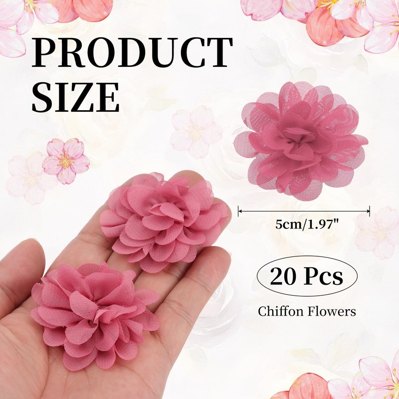 PATIKIL Chiffon Flowers, 20Pcs 2" Sewing Fabric Flower Appliques Embellishments