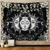 Ftuency Sun and Moon Tapestry Black and White Tapestries Mystic