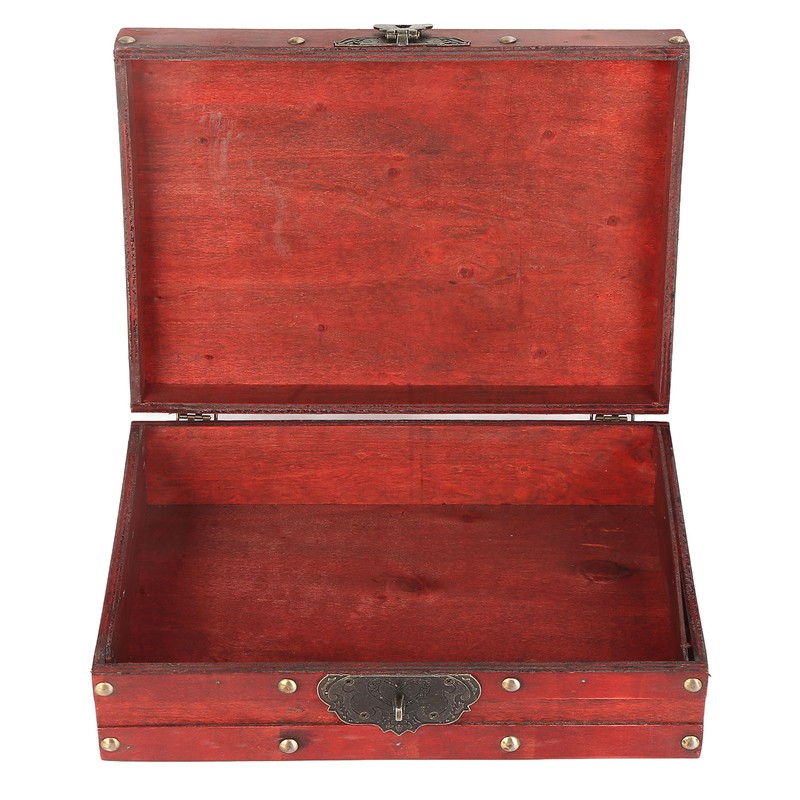 Antique Storage Box with Lock Wooden Document Box for Cosmetic