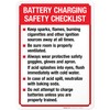Battery Charging Safety Checklist Sign, 10x14 Inches, Rust Free .040