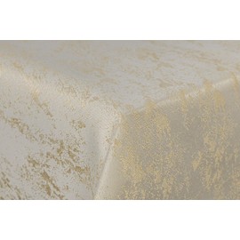 First-Tex Tablecloth Damask Jacquard Brilliant Mottled 130 x 260 cm Cream / Champagne with Straight Edge
