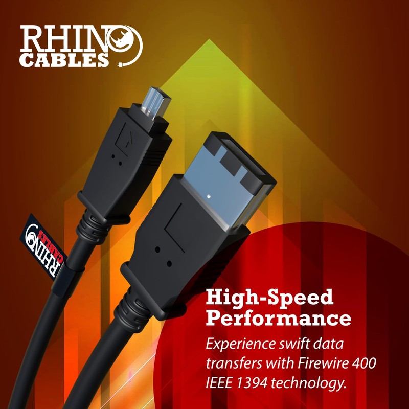 rhinocables Firewire Cable, IEEE 1394 DV Cable, Fully Moulded End