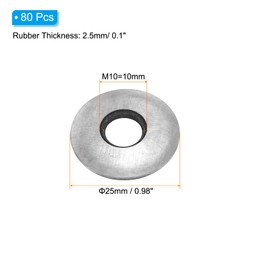 PATIKIL 3/8"x1" EPDM Bonded Sealing Washers, 80 Pieces Galvanized Neoprene Rubber Backed Screw Gasket for Industrial Home Machinery Ships Roof
