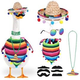 Dreamtop 5 Pcs/Set Mexican Porch Goose Outfits, 23"/ 17" Lawn Goose Statue Clothes Costume for Cinco De Mayo, Garden Goose Clothes