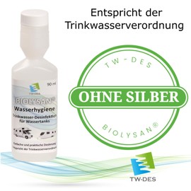 BIOLYSAN TWDES Water Hygiene Without Silver, Complies with Drinking Water Regulation, Disinfection Instead of Just Preservation, for Motorhomes, Caravans or Boats (Dosing Bottle 90 ml)