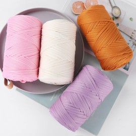 1 Pcs 400g Cotton Soild Color T-Shirt Yarn Fabric Crochet Yarn for DIY Knitting Handbags Hat Shoes Purse Basket
