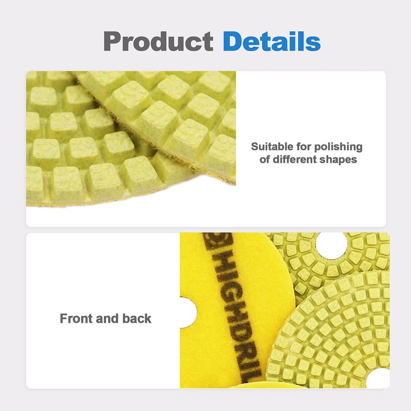 HIGHDRIL Wet Diamond Polishing Disc, Pack of 6, 100 mm,