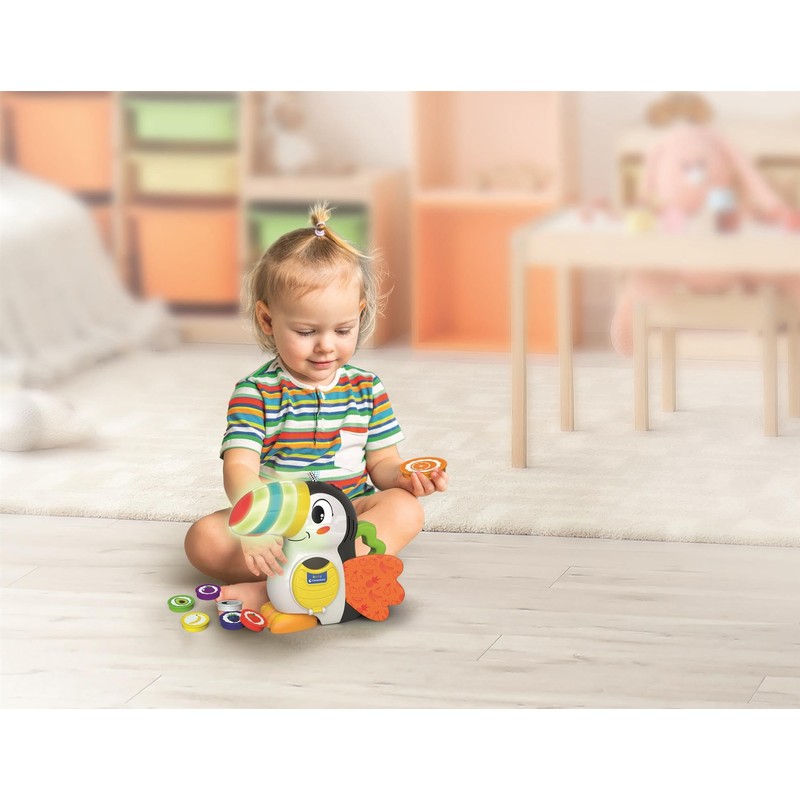 Clementoni- Talking Toucan: Interactive Toy with Lights & Sounds, Teaching