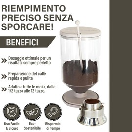 MOKADOSO Coffee Dispenser for Moka - Coffee Dispenser for Coffee Machines from 1/2 to 12 Cups, Ideal for Coffee Powder (Taupe)