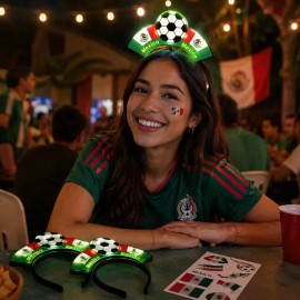Diademas Luminosas Para Fanaticos Futbol Mundial Mexico 6pc Para Partidos, Mundial Y Fiestas Patrias Hinchas Y Fiestas