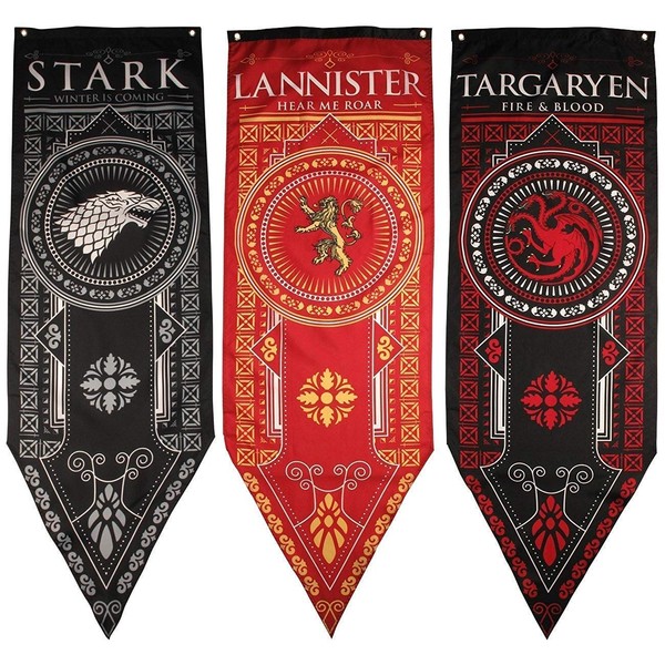 Game of Thrones House Banner 3pk, House Stark, Targaryen, Lannister