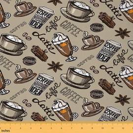 The Yard Coffee Ice Cream Star Anise Cinnamon Upholstery Fabric - Decorative, Retro, Waterproof. Perfect for Home DIY Projects. 3 Yards. Brown Gray