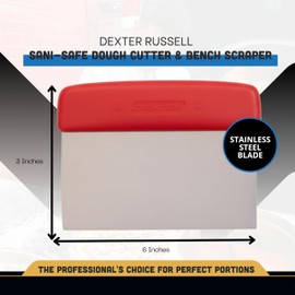 Dexter-Russell 6” x 3” Dough Cutter & Scraper – 17303R, Stainless Steel Blade, Slip-Resistant Red Handle, Sanitary Seal, NSF Certified, Made in the USA