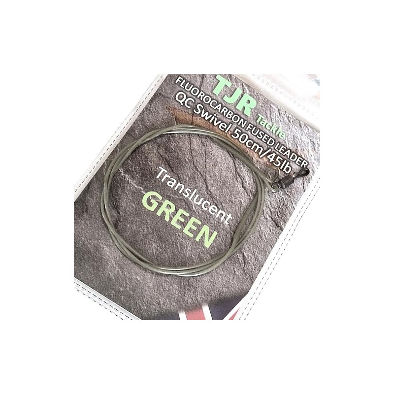 Twin pack fluorocarbon 50cm carp Leaders Quick Change swivels fused