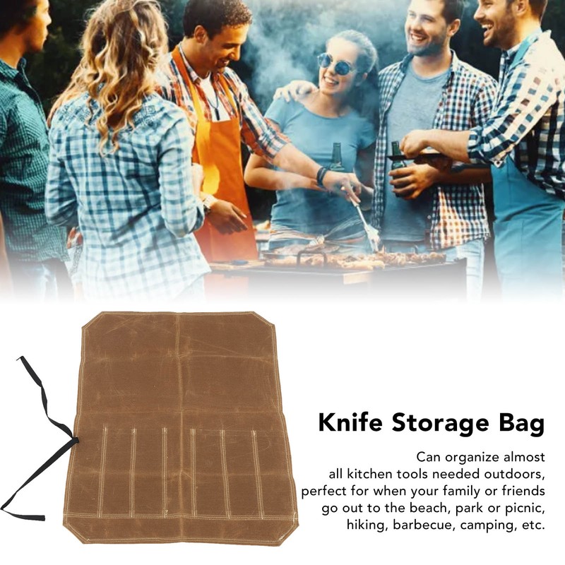 Camping Utensil Bag Canvas Cookware Knife Storage Bag Portable Tools