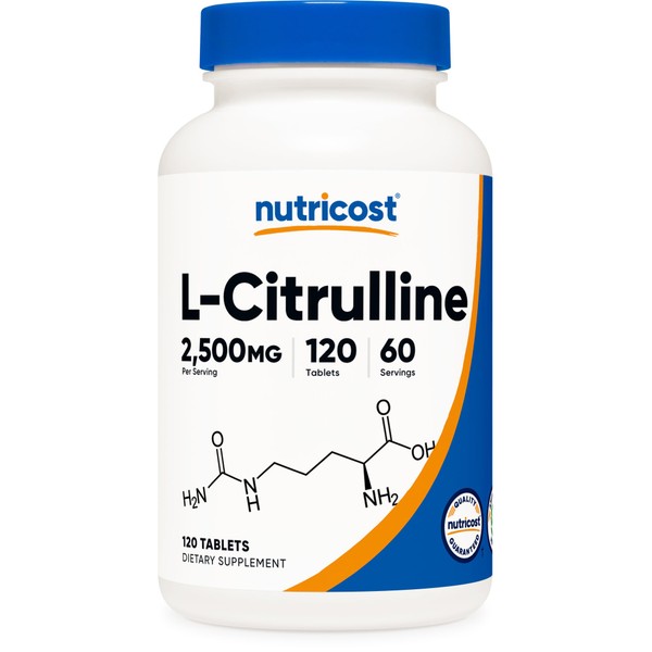 Nutricost L-Citrulline 2500mg Per Serving, 60 Servings, 1250mg Per Tablet, 120 Tabs - Non-GMO and Gluten Free Supplement