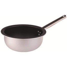 Pentole Agnelli Professional Aluminium Anti-Adherent Platinum Curved Saute Pan 3 Mm. with Tubular Handle, Diameter 32 cm, Silver/Black