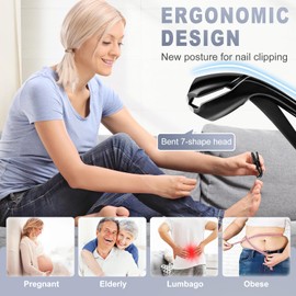 Nail Clippers for Men Thick Nails - Angled Head Toenail Clipper with Catcher for Seniors, Sharp Ingrown Fingernail Clipper&Toe Nail Clipper with Slanted Curved Blade - Black