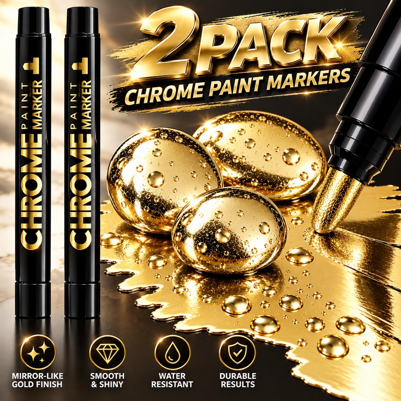 2-Pack Metallic Mirror Marker Pens for DIY Art – Chrome