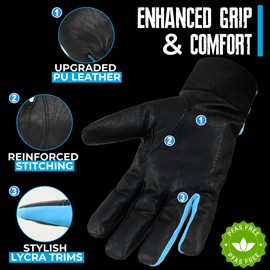 HANDLANDY Insulated Work Gloves, Thermal Winter Gloves Waterproof for Men Women, Warm Cold Weather Gloves (Black- Blue, X-Large)