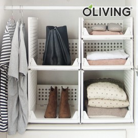 Oliving 1+1 Cross Foldable Sliding Living Box, 01. Foldable Sliding Living Box Medium 2P White / 올리빙 1+1 크로스 접이식 슬라이딩 리빙박스, 01.접이식 슬라이딩 리빙박스 중형 2P 화이트