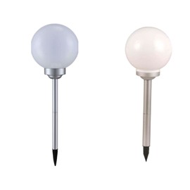 Globolightings LED Solar Lamp with Ground Spike 3-Piece Path Lamp Set Solar Outdoor Light Path Lighting Ball (Garden Lamp, Solar Light, Garden Light, Outdoor Lamp, Height 35 cm, Silver)