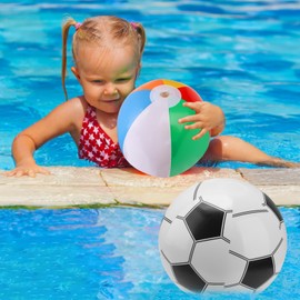 Enjiror 2pcs Beach Balls Inflatable Rainbow Beach Ball Football Small Blow Up Beach Balls Water Game for Kids Adult Summer Outdoor Indoor Activity Swimming Pool Sports Birthday Party Supplies