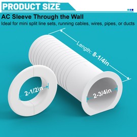Chiligent Mini Split Cover Wall Sleeve for AC Line Set, Line Set Covers for Outside Units, Mini Split Line Set Cover for Air Conditioning Systems, AC Sleeve Through The Wall, Pipe Accessories