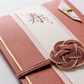 Iroha Publishing GJK-02 Flower Kotobuki Flower Ceremony Bag, Gold Seal [Red Cherry Blossoms]