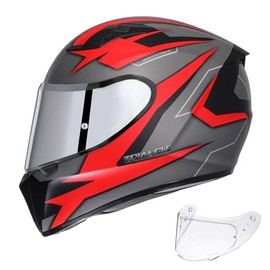 TRIANGLE Motorcycle Helmets Full Face Helmet for Adult Men with Sliver and Clear Visor DOT Approved