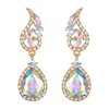 EVER FAITH Rhinestone Crystal Boho Style Floral Leaf Teardrop Pierced