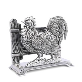 Arthur Court Rooster Decorative Napkin Holder - Rustic Napkin Holder - Rooster Statue Hand-Crafted in Aluminum - Ideal Farmhouse Table Decor, Napkin Holders for Kitchen 5.5 inch Tall