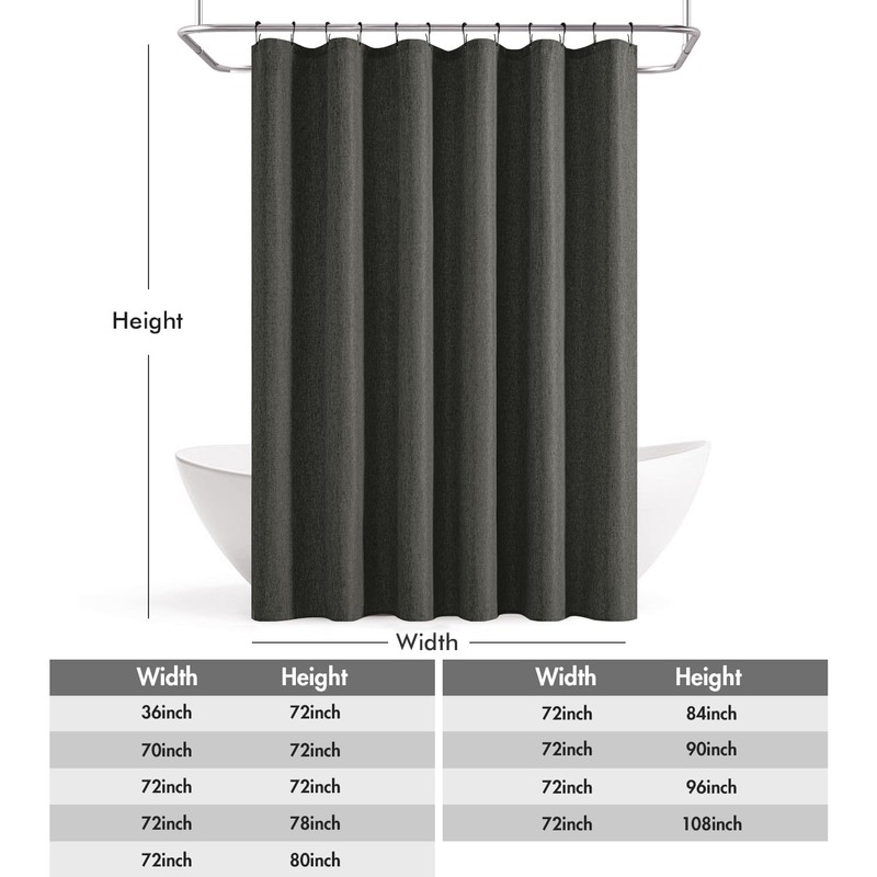 ANRODUO Extra Long Linen Shower Curtain, 84 Inch Fabric Shower
