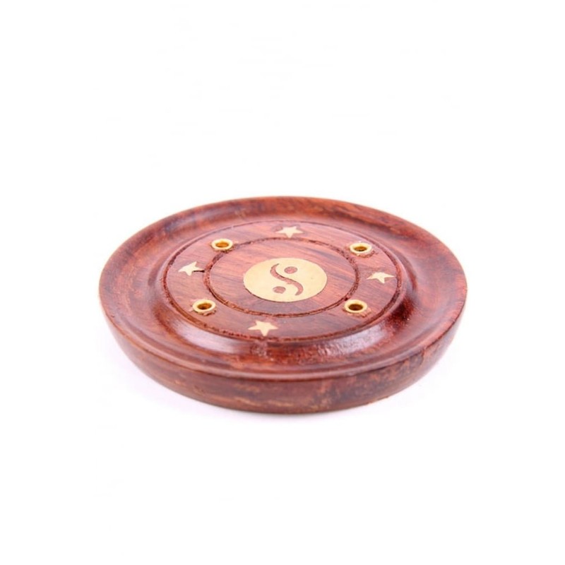 Sheesham Wood Round Ash Catcher – Yin Yang Inlay