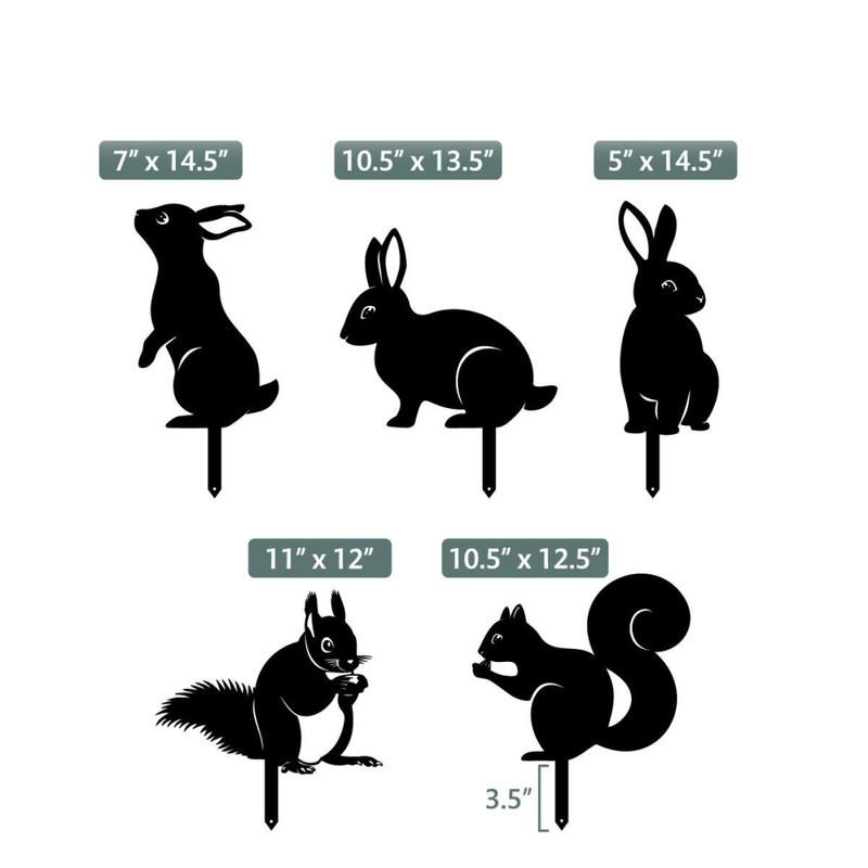 Artistic Rabbit Metal Statue 2D Rabbit Animal Figurine Stakes Outdoor