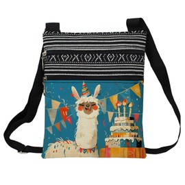 LiuenMgg Birthday Lama Messenger Bag Small Ethnic Pattern Printed Adjustable Strap Crossbody Zipper Bag Birthday Lama Phone Bag Wallet Cute Shoulder Handbag for Women -3