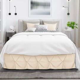 Nestl Beige Cream Bed Skirt King Size, Pinch Pleat King Bed Skirt, 14" Inch Drop King Bedskirt, Hotel Quality Beige Cream Bed Skirts, Microfiber Bedskirt for King Bed, Beige Cream King Size Bed Skirt