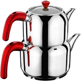 Hascevher 18/10 Stainless Steel Turkish Teapot Team Induction Compatible (2.5 Liter)