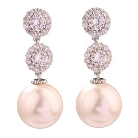 YDSURE Pearl Dangle Earrings, Diamond Earrings, Women's, Popular, Hypoallergenic Ring, 18K Gold, 925 Silver