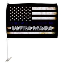 Ultra MAGA USA Blue Line Car Flag Vehicle Auto Decorations for Window Decor Mount Bracket Small Tapestry Pro Trump 2024 MAGA Bandera para Carros Outdoor Pole Accessories Made in USA