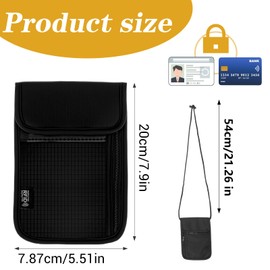 Classicseali Passport Lanyard for Travel, 7.87 X 5.51 in Waterproof Passport Pouch for Travel, Adjustable Shoulder Strap, Portable Passports Pouch,Used to Hold Passports, ID Cards, Cash, Mobile Phones