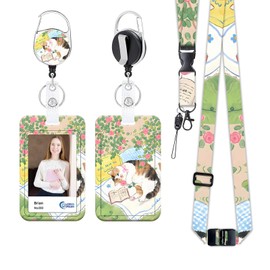 Grifito ID Badge Holder with Lanyard, Retractable ID Badge Card Holders Detachable Neck Lanyard Strap, Cute Badge Holder Perfect for Office Workers Student Teacher Nurses Doctor Coach