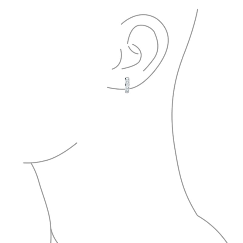 Asscher Cut CZ Channel Set Huggie Hoop Earrings For Women