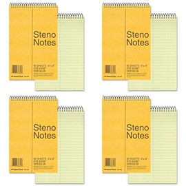 National Brand Brown Board Cover Steno Notebook, Gregg, Green Paper, 6 x 9 Inches, 60 Sheets (36646), 4 Packs