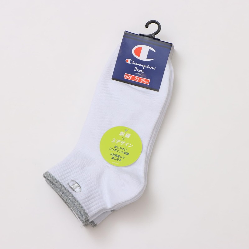 Champion CWSCZ301-010-S Plain Socks, 3 Pairs, No Pill, Embroidered Logo,