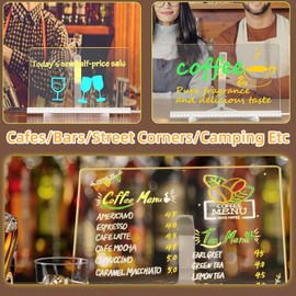 LED Note Board with Colors,11.8x7.9inch Acrylic Message Board,Light Up Acrylic Dry Erase Board with Adjustable Stand & 7 Colors Pen,Illuminated Drawing Board Dry Erase Board for Office School Home