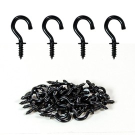 SimautHawk Screw Hooks 30 Pcs 1/2 inch Black Screw in Hooks, Metal Hooks, for Coffee Cup, Plant ，Key ，Small for Hanging，Outdoor Light ，Ceiling Decor (30, 1/2 Inch)