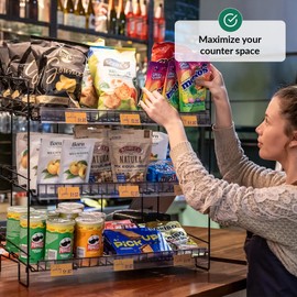 Candy Display Rack | Candy Organizer | Snack Organizer For Countertop | Display Snack Rack | Snack Shelf And Chip Rack For Stores | Snack Display For Counter | Snack Stand For Stores, Office, And More